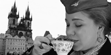 Steampunk woman drinking tea, by Lloyd Dodd